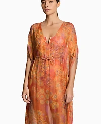Lauren Ralph Women's Midi Caftan Swim Cover-Up