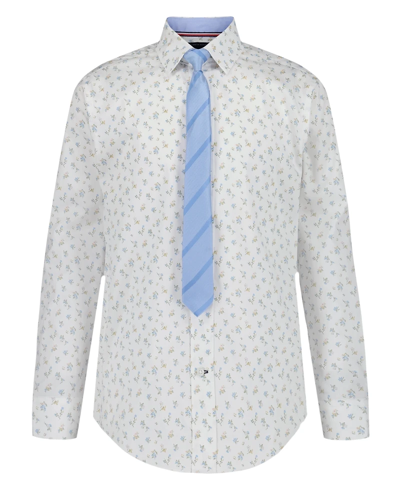 Tommy Hilfiger Boys' 8-20 Long-Sleeve Stretch Floral Print Shirt