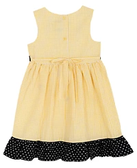 Rare Editions Girls' 2T-6X Yellow Bee Schiffli Seersucker Dress