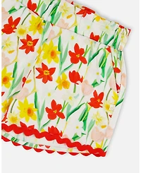 Deux par Big Girls Viscose Shorts Daffodil Print
