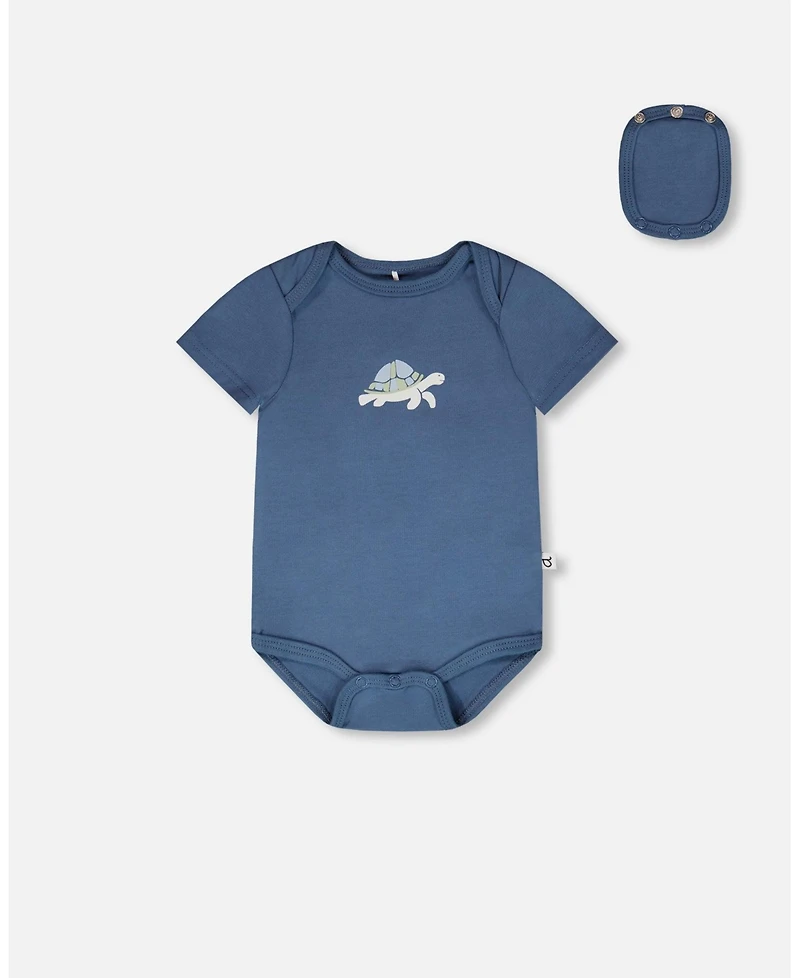 Deux par Baby Boys 3 Pack Evolutive Cotton Jersey Onesies Grey Mix Turtle Print