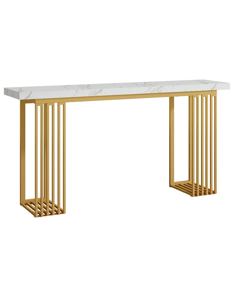 Tribesigns Modern Console Table with Faux Marble Top & Metal Base, 63" Narrow Long Sofa Table for Entryway, Hallway, Living Room