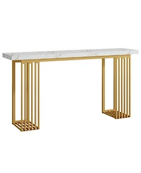 Tribesigns Modern Console Table with Faux Marble Top & Metal Base, 63" Narrow Long Sofa Table for Entryway, Hallway, Living Room