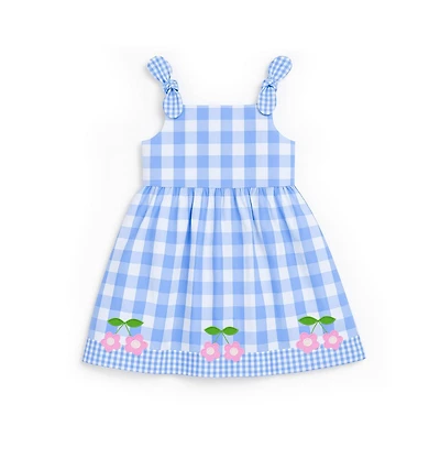 Florence Eiseman Little Girls Gingham Dress With Flower Cherries