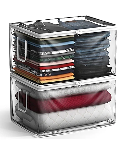 Sorbus Pack Foldable Large Clear Plastic Bags with Zipper & Carry Handles - Great for Clothes, Blankets, Closets, Bedrooms