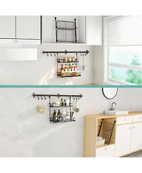 Yigii 3-In-1 Wall Organizer: Spice Shelves, Utensil Hanger, Towel Bar