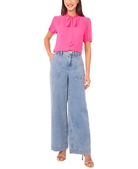 CeCe Women's Short-Sleeve Bow Tie Top