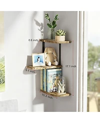 3 Tier Rustic Wood Floating Shelves for Space-saving Decor