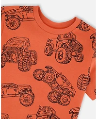 Deux par Deux Big Boys Cotton Jersey T-Shirt Printed Trucks