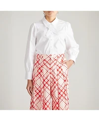 Universal Standard Plus Janet Tie-Neck Cotton Poplin Shirt