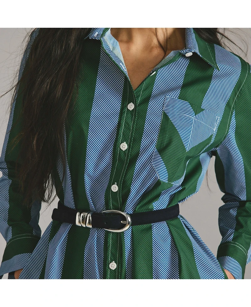 Universal Standard Womens Plus Odeon Stretch Poplin Shirtdress