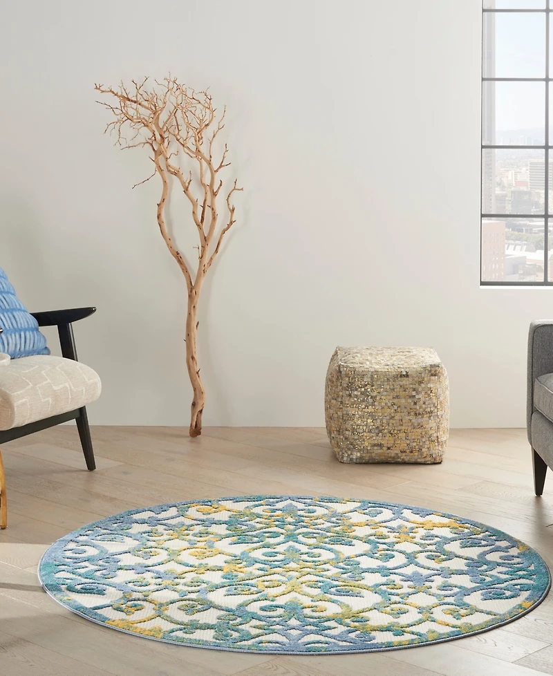 Nourison Home Aloha ALH21 5'3" x Round Outdoor Area Rug