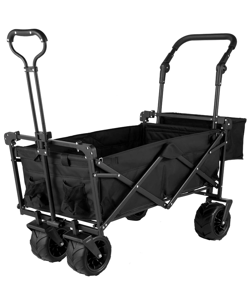 Sugift Collapsible Utility Wagon with Drink Holders & Large Storage Capacity