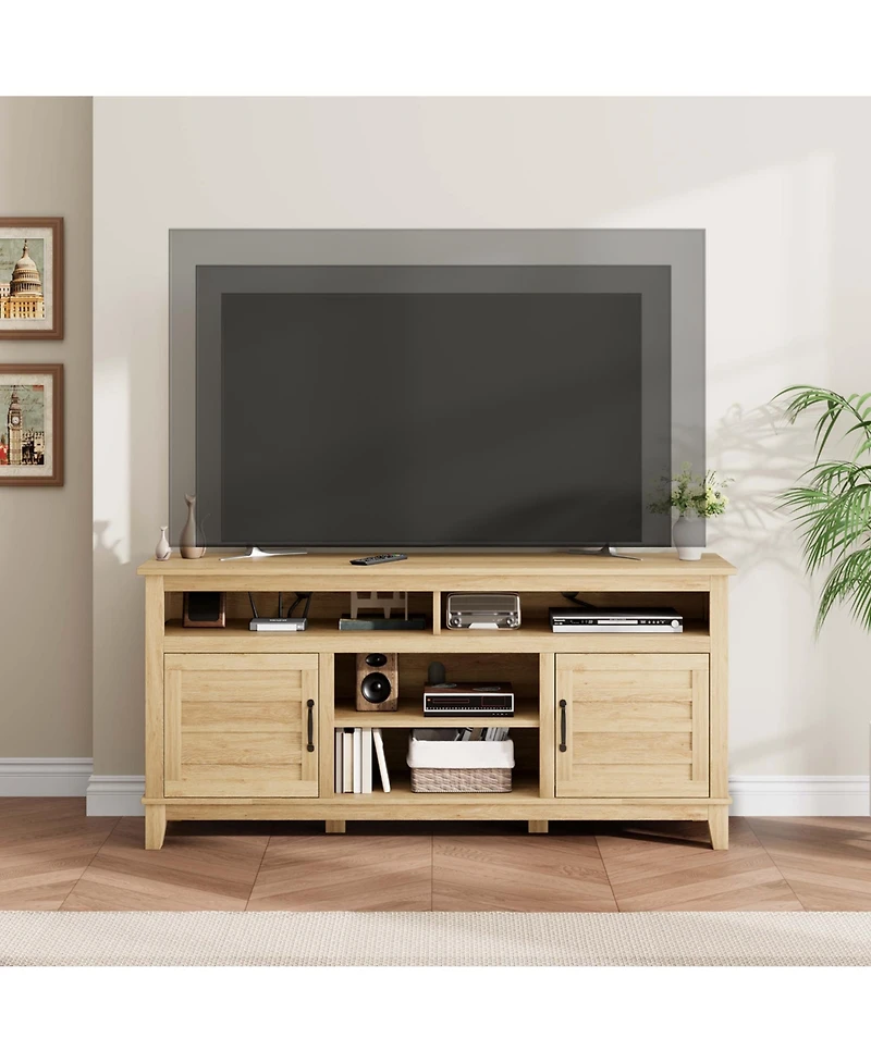 gaomon 63" Rustic Farmhouse Tv Stand for 70" TVs, Media Console with Height-Adjustable Shelves