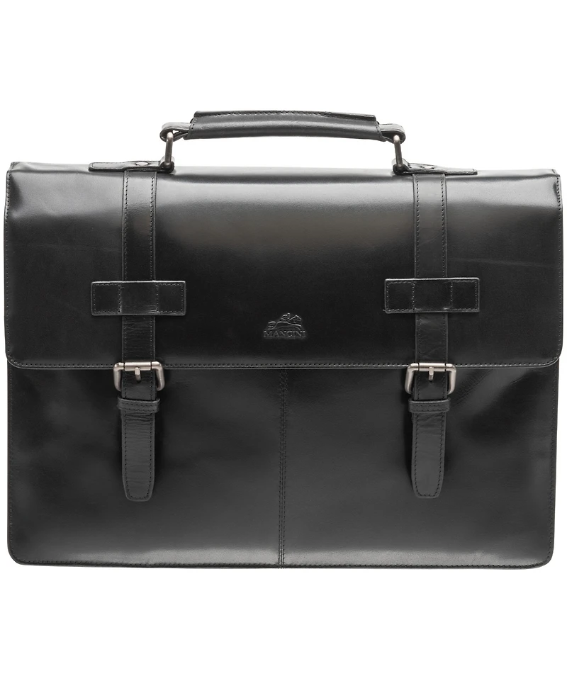 Mancini Men's Double Compartment Laptop Briefcase