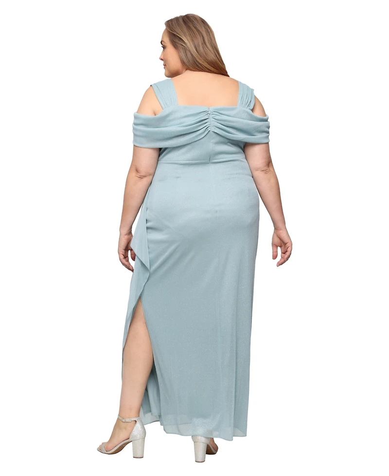 Alex Evenings Plus Draped Cold-Shoulder Dress