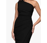 Xscape Women's One-Shoulder Ruched Midi Dress