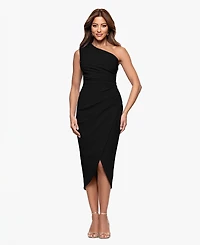 Xscape Women's One-Shoulder Ruched Midi Dress