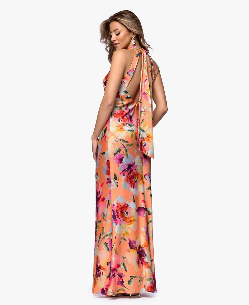 Xscape Women's Printed High Neck Maxi Dress