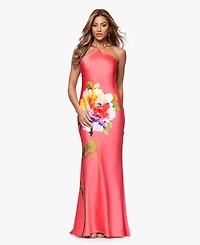 Xscape Women's Printed Halter Neck Maxi Dress