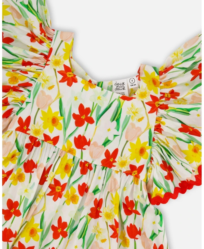 Deux par Toddler Girls Viscose Dress Daffodil Print