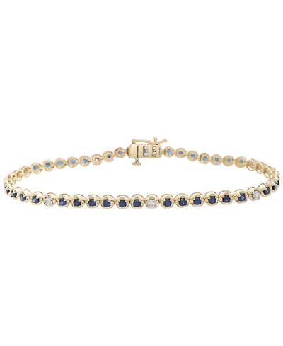 Macy's Blue Sapphire (2 ct. t.w.) and Diamond Accent Bracelet in 10k Yellow Gold