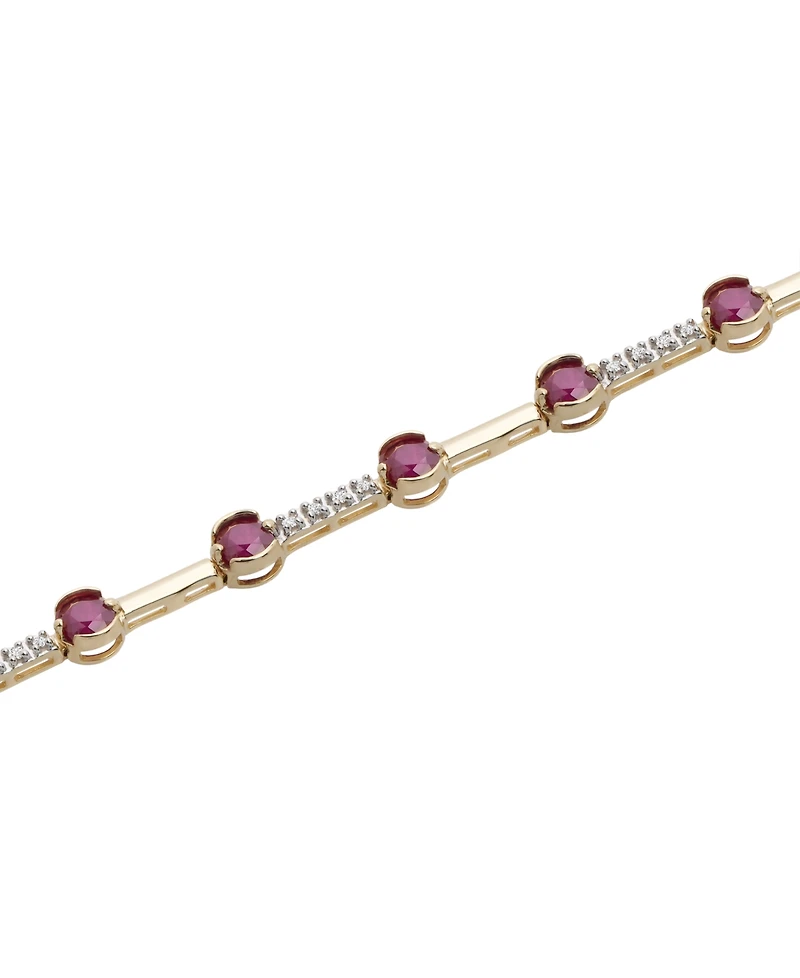 Macy's Ruby (2-5/8 ct. t.w.) and Diamond (1/10 ct. t.w.) Bracelet in 10k Yellow Gold