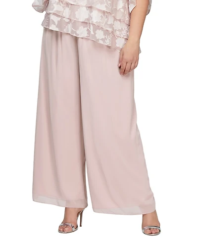 Alex Evenings Plus Wide-Leg Chiffon Pants