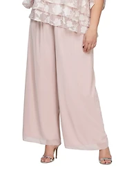 Alex Evenings Plus Wide-Leg Chiffon Pants