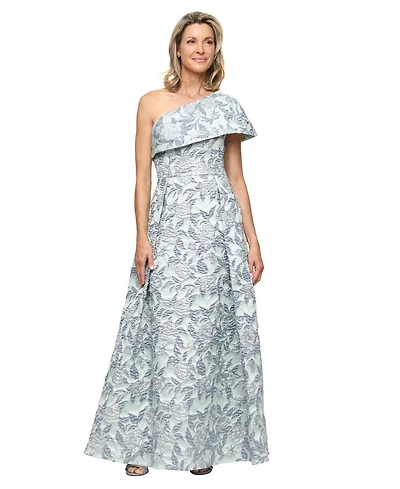 Alex Evenings Petite One-Shoulder Printed Gown