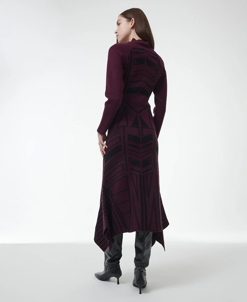 Leem Women's Geometric Jacquard Handkerchief Skirt