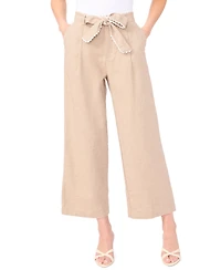 CeCe Women's Wide-Leg Bow Tie Cropped Pants