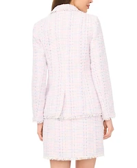 CeCe Women's Frayed Edge Detail Collared Straight Blazer