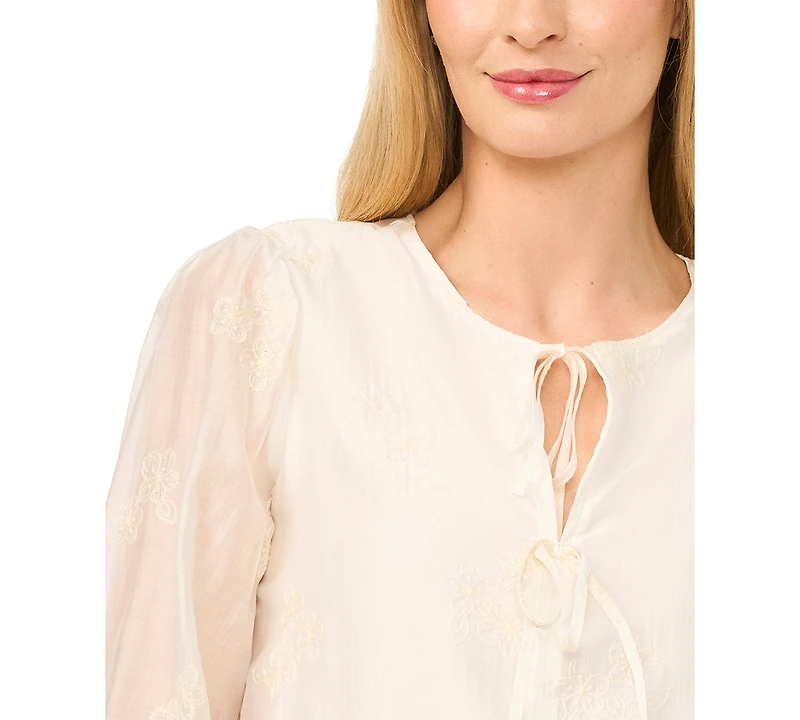 CeCe Women's Ruffle Sleeves V-Neck Blouse