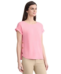 Jones New York Women's Short-Sleeve Button Detail Blouse