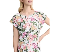 Jones New York Women's Printed Crewneck Linen Mini Dress