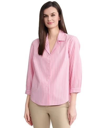 Jones New York Women's Striped Collared Neck Shirt