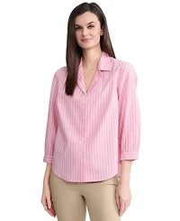 Jones New York Women's Striped Collared Neck Shirt
