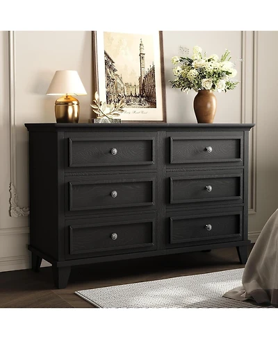 gaomon 6 Drawer Dresser for Bedroom with Metal Handles