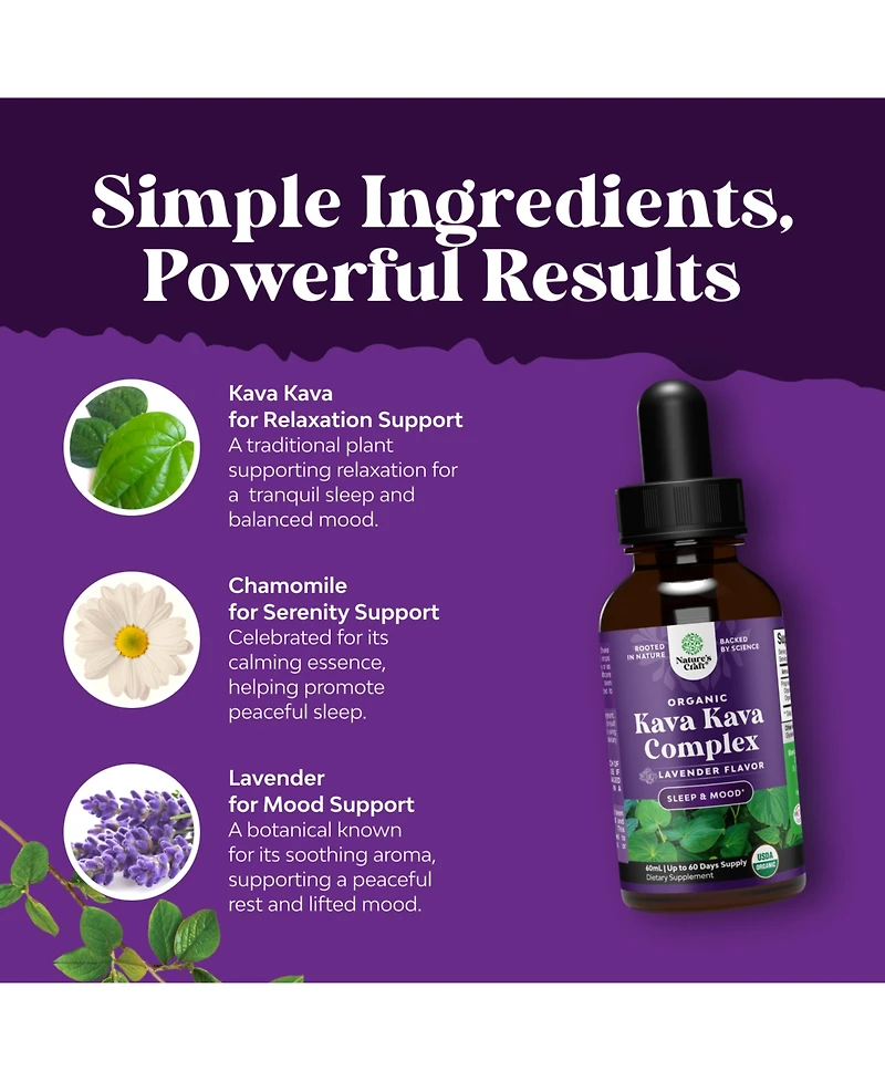 Kava Kava Complex | Mood Support Supplement, Calming High Concentration Extract with Chamomile & Lavender Flavor | 60ml