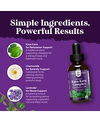 Kava Kava Complex | Mood Support Supplement, Calming High Concentration Extract with Chamomile & Lavender Flavor | 60ml