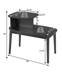 Convenience Concepts 15.75" Wood Maxwell Mid-Century 2-Tier Chairside End Table