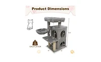 Aostirmotor Stable Cat Tree with 2-Tier Cat Condo, 33.5-Inch Multi-Level Tower with Scratching Post