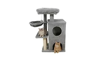 Aostirmotor Stable Cat Tree with 2-Tier Cat Condo, 33.5-Inch Multi-Level Tower with Scratching Post
