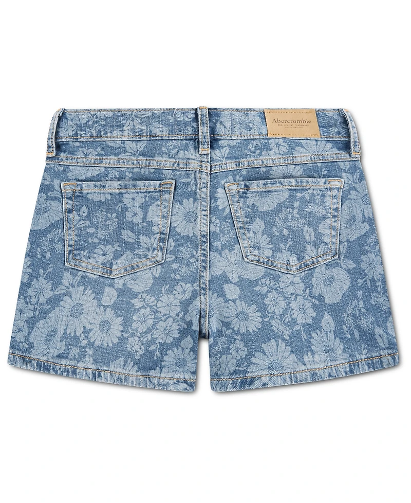 abercrombie kids Girls' 5-18 High Rise Relaxed Floral Denim Shorts