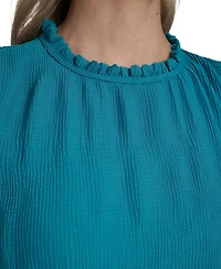 Calvin Klein Women's Sleeveless Ruffle Neckline Top