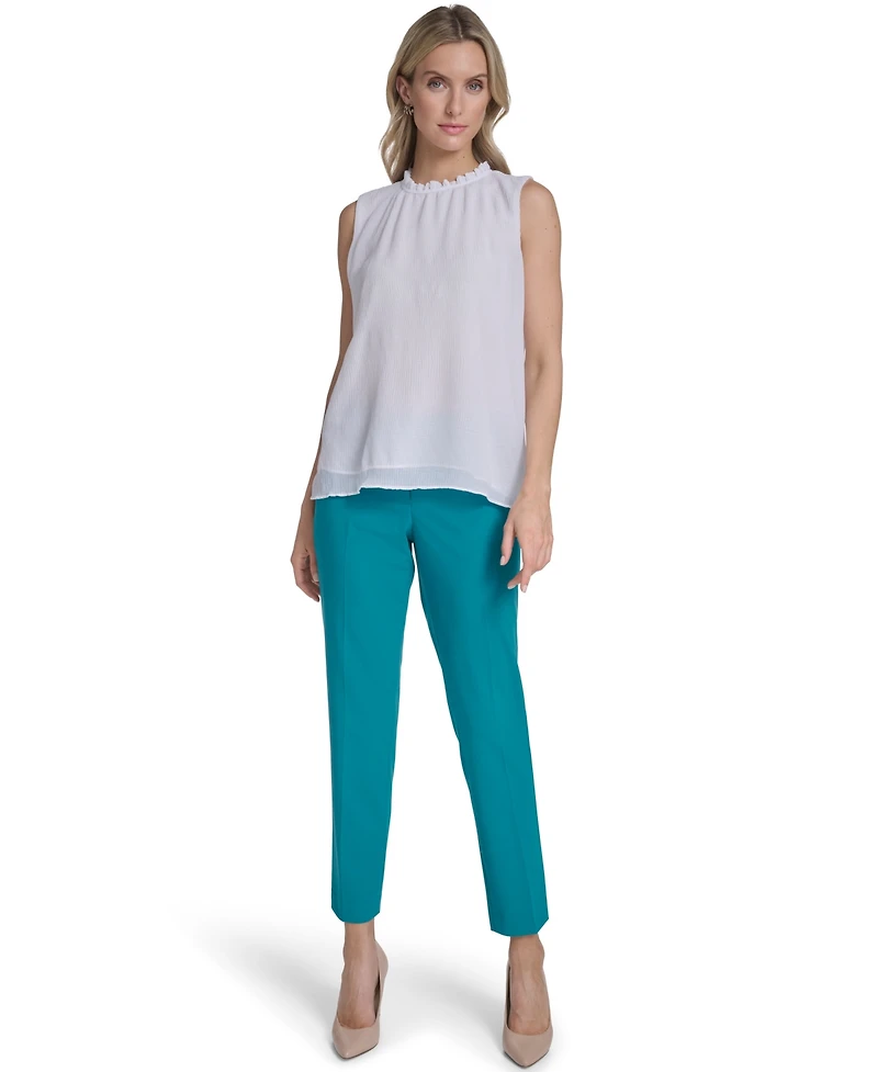 Calvin Klein Women's Sleeveless Ruffle Neckline Top