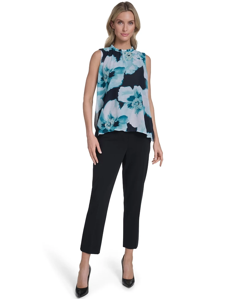 Calvin Klein Women's Textured Ruffle Neck Top