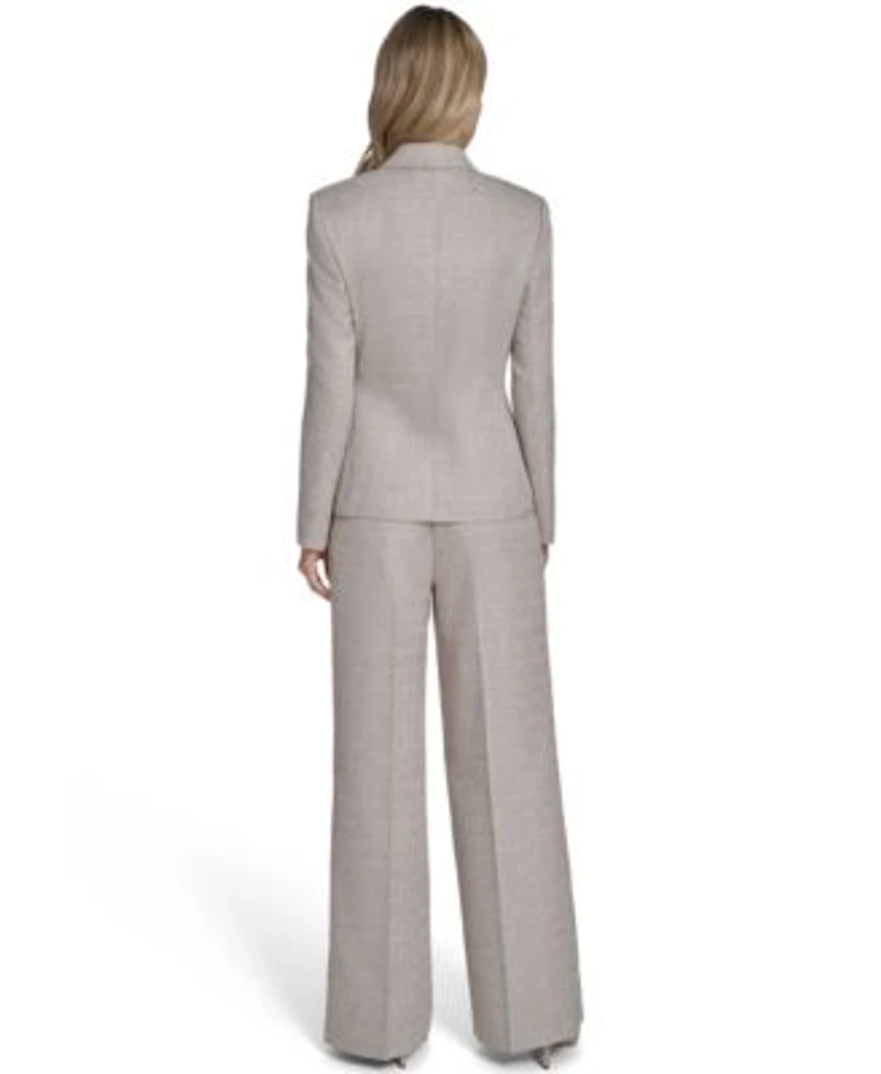 Calvin Klein Womens Novelty 3 Button Jacket Zip Front Novelty Vest Novelty Wide Leg Pants
