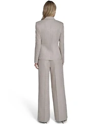 Calvin Klein Womens Novelty 3 Button Jacket Zip Front Novelty Vest Novelty Wide Leg Pants